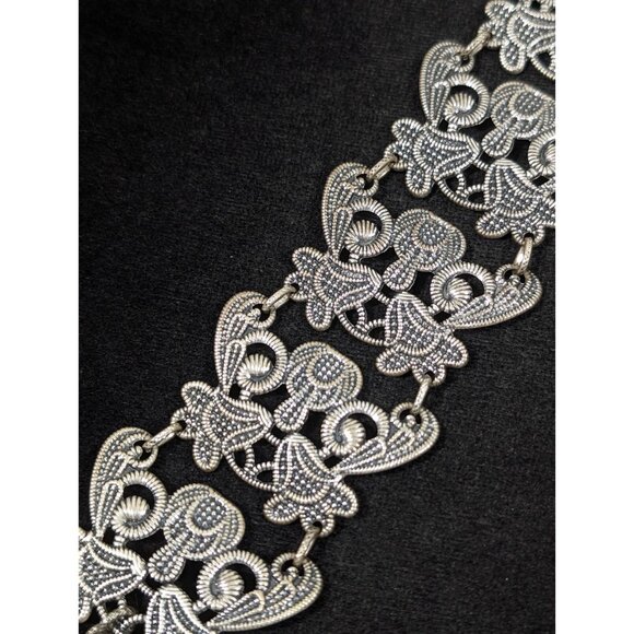 Premier Designs silver Tone Lace Metallic Wide Bracelet Victorian Style 8.5 in - Picture 1 of 10